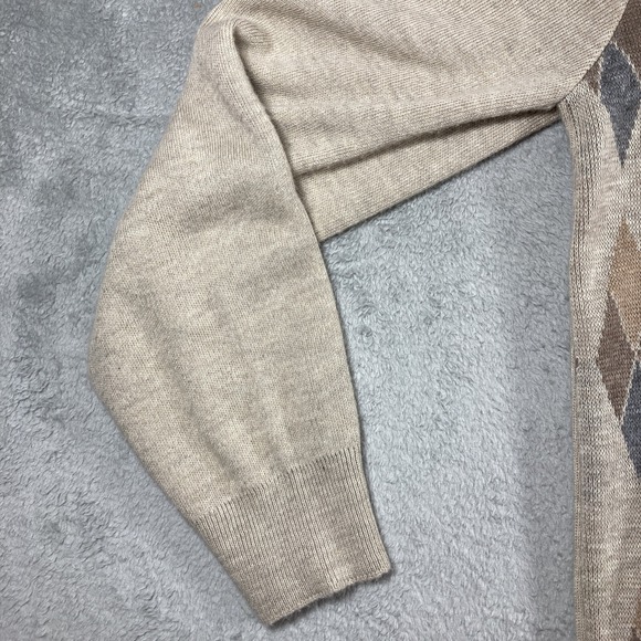 Vintage Argyle Sweater Men Large Brown Robert Bruce V Neck Preppy LS USA Made - Picture 4 of 13